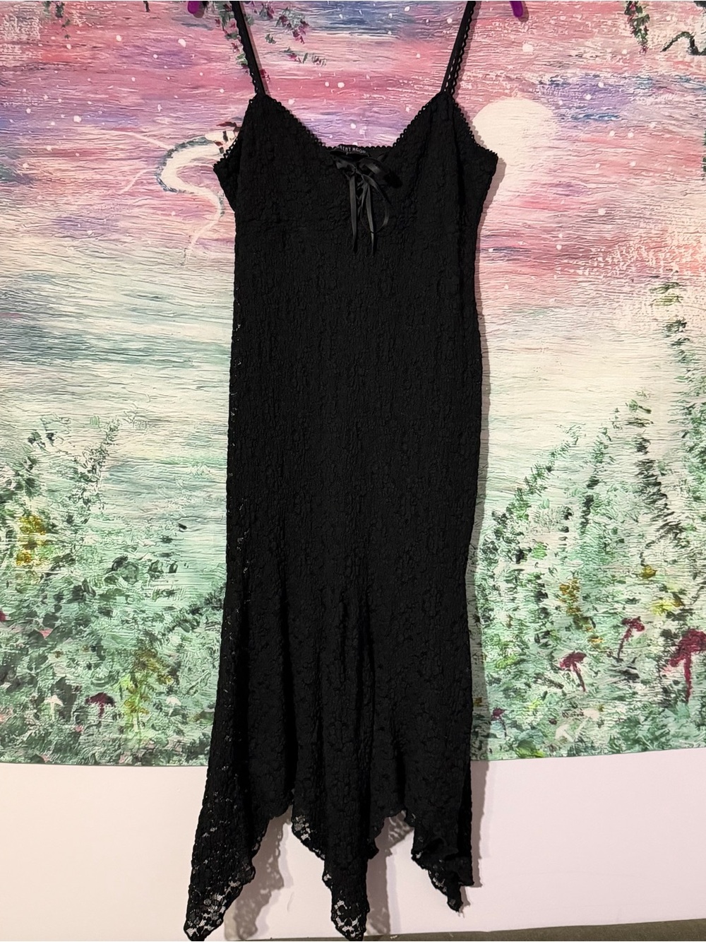 Black Lace Slip Dress with Spaghetti Straps